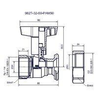 comfort-Pumpen-Kugelhahn o. Sperrventil mit ÜM Muffe DN32xÜM DN50 vern. VPE=4Stk