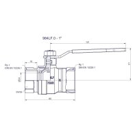 comfort-Kugelhahn Universal bleifrei Gas und Trinkw. DN 25 (1") Hebelgr. Ms/vc