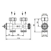 comfort-Multiblock-T-Zweirohrarmatur DG DN 15 (1/2")...