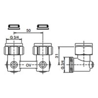 comfort-Zweirohr-Hahnblock Eckform DN 20 (3/4")...