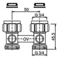 comfort-Zweirohr-Hahnblock Durchgangsf. DN 20 (3/4")...