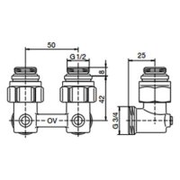 comfort-Zweirohr-Hahnblock Eckform DN 15 (1/2") AG x DN 20 (3/4") AG