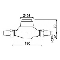 comfort-Hauswasserzähler MNK Q3 4,0 DN 20 (3/4") waagrecht 1" AG 190mm