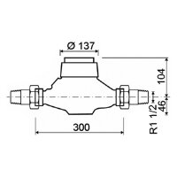 comfort-Hauswasserzähler MNK Q3 16 DN 40 (11/2") waagrecht 2" AG 300mm