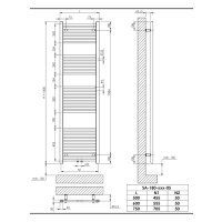 Sanibel 1001-Badheizkörper A15 ger. 50mm H=1800mm...