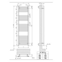 Sanibel 1001-Badheizkörper A15 gerade H=1800mm L=600mm RAL 9016 weiß 6245517