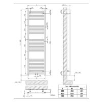 Sanibel 1001-Badheizkörper A15 ger. 50mm H=1800mm...