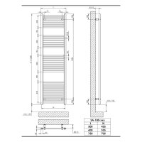 Sanibel 1001-Badheizkörper A15 gerade H=1800mm L=500mm RAL 9016 weiß 6245516