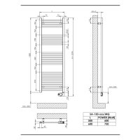 Sanibel 1001-Badheizkörper Elektro A20 gerade BH 1500 mm BL 600mm RAL 9016 weiß