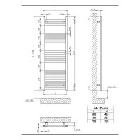 Sanibel 1001-Badheizkörper A15 gerade H=1500mm L=500mm RAL 9016 weiß 6245511