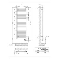 Sanibel 1001-Badheizkörper Elektro A20 gerade BH 1500 mm BL 500mm RAL 9016 weiß