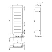 Sanibel 3001-Designbadheizkörper D1 A20 50mm BH 1190mm BL450 mm RAL 9016 weiß