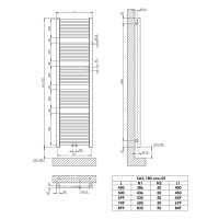 Sanibel Badheizkörper S2 A20 gerade BH 1770 mm BL 450 mm RAL 9016 weiß