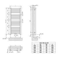 Sanibel Badheizkörper S2 A20 gerade BH 1172 mm BL...