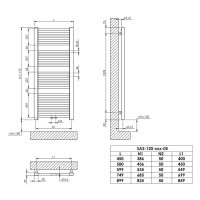 Sanibel Badheizkörper S2 A20 gerade BH 1172 mm BL 450 mm RAL 9016 weiß