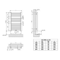 Sanibel Badheizkörper S2 A20 gerade BH 804 mm BL 500...