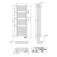 Sanibel Badheizkörper S2-E Elektro A20 gerade BH 1448mm BL 599mm RAL9016 weiß