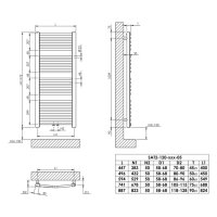 Sanibel Badheizkörper S2-R A20 gebogen BH 1172 mm BL 741 mm RAL 9016 weiß