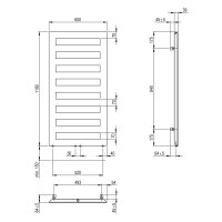 SCALIDO-Designbadheizkörper D1 wasserfü. 50mm BH 1190mm BL600 mm RAL 9016 weiß