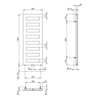 SCALIDO-Designbadheizkörper D1 wasserfü. 50mm BH 1190mm BL450 mm RAL 9016 weiß