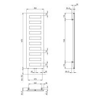 SCALIDO-Designbadheizkörper D1 wasserfü. 50mm BH 1470mm BL450 mm RAL 9016 weiß