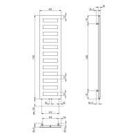 SCALIDO-Designbadheizkörper D1 wasserfü. 50mm BH 1750mm BL450 mm RAL 9016 weiß