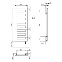 SCALIDO-Designbadheizkörper D1-E Elektro BH 1190mm...