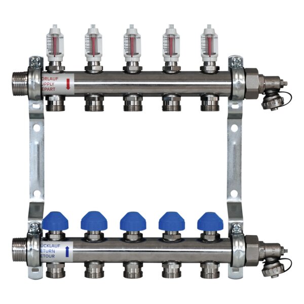 Zewotherm-Systemverteiler HKV-D 6 1" Edelstahl Rundrohr B=420mm