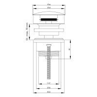 sanibel-Design-Ablaufvtl. m Druckverschl rund gewölbt DN 32 (11/4")x 60 mm vc