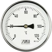 Bimetall-Zeigerthermometer Anzeigebereich 0-120 Grad...