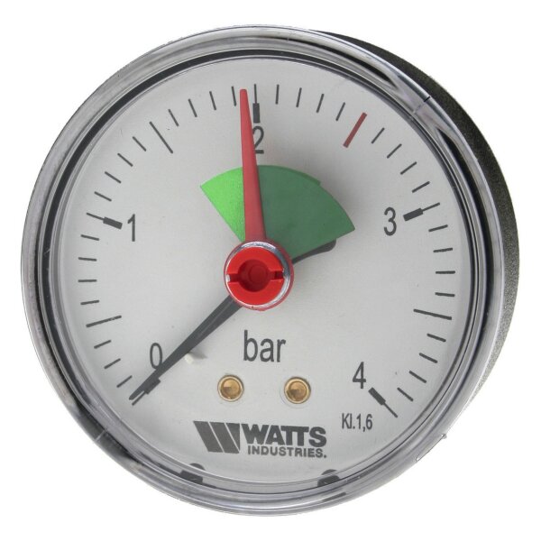 Watts-Heizungsmanometer MHA 63/4 axial 0-4 bar, 3/8", nach hinten