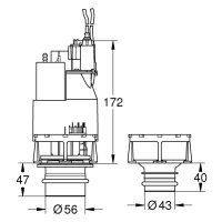 GROHE Ablaufventil Dual Flush 42265 für Spülkasten pneumat. Betät. 0,82m 3 / 6 l