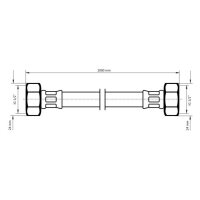 sanibel-Flex.-Schlauch Edelstahlumf. DN8 TW 1/2"IG x 1/2"IG 1000mm lang