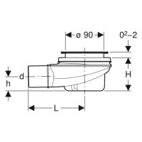 GE Duschwannenablauf d90 Sperrwasserhöhe 50 mm d50 PP