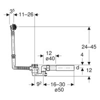 GE Badewannenablauf mit Ventilstopfen d52, mit Fertigbauset, DN40/50, chrg