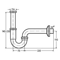 Universal-Röhrensifon DN 32 (11/4") montagefreundlich verchromt