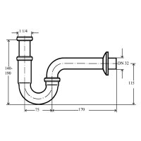 Röhrensifon DN 32 (11/4") verchromt