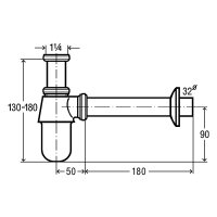 Tassensifon klein DN 32(11/4") verchromt