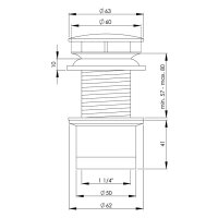 sanibel-Design-Schaftventil o. Überlauf mit Kappe DN32 (11/4")x 60 x 80 mm vc