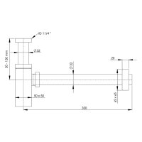 sanibel-Designsiphon quadratisch DN 32 (11/4") verchromt