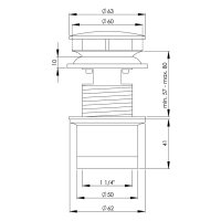 sanibel-Design-Schaftventil mit Überlauf und Kappe DN32 (11/4")x 60 x 70 mm vc