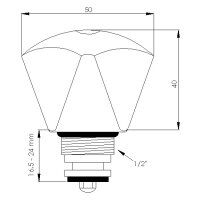 sanibel-Oberteil aus Messing DN 15 (1/2") mit Dreikant-Haubengriff blau