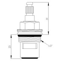 sanibel-Keramik-Innenoberteil a. Messing DN 15 (1/2") 90 Grad rechtsschließend