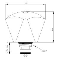 sanibel-Oberteil aus Messing DN 10 (3/8") mit Dreikant-Haubengriff rot