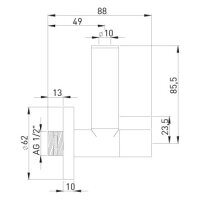 sanibel-Design-Eckventil rund Schlauch- verblendung 70 mm...