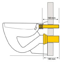 comfort-PE-Wand-WC-Anschlussgarnitur 180mm DN 90/110 mit...