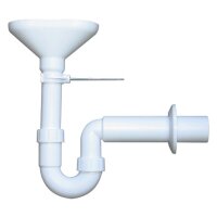 comfort-PP Trichtersiphon DN 50 weiss mit Sieb und Wandhalterung