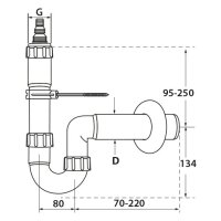 comfort-PP-Waschmaschinen-Siphon DN 50 weiss m. Geräteanschluss 1"