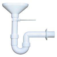 comfort-PP Trichtersiphon DN 40, weiss mit Sieb und Wandhalterung