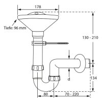 comfort-PP Trichtersiphon DN 40, weiss mit Sieb und Wandhalterung